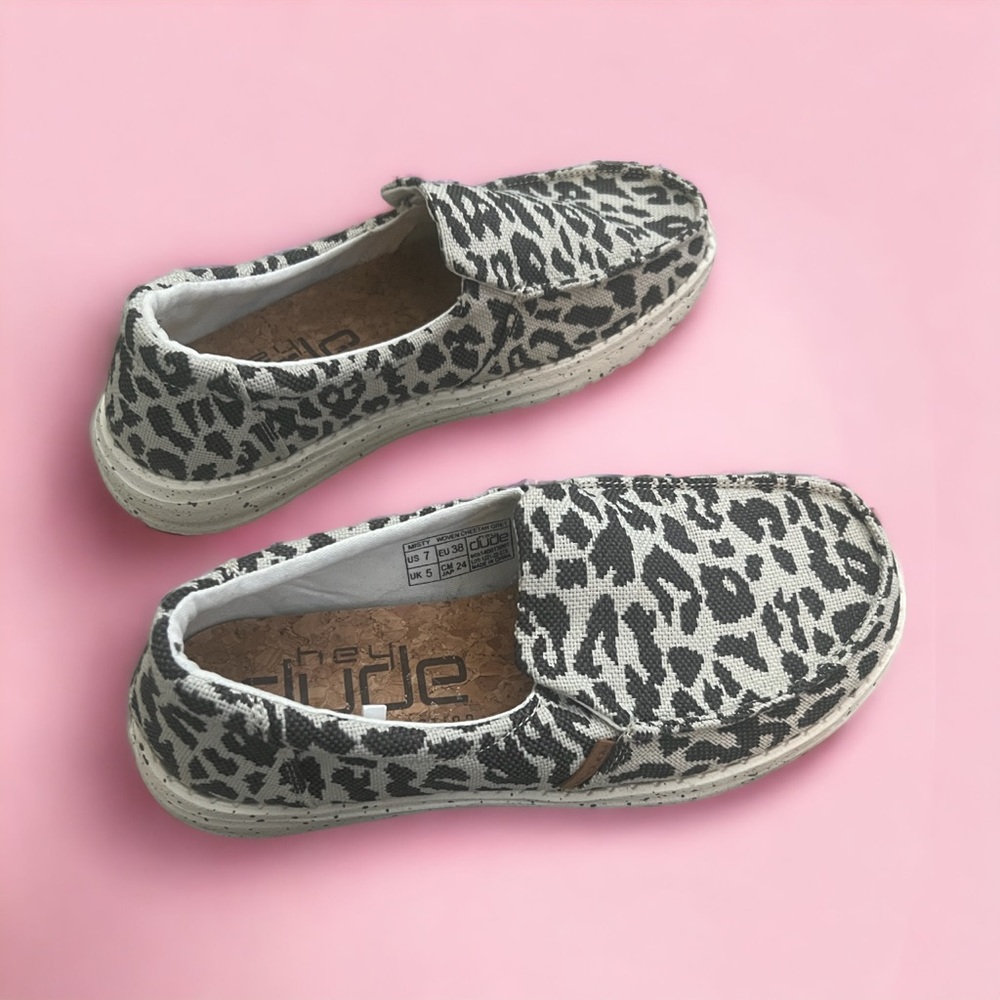 Hey Dude slip ons size us 7 leopard print